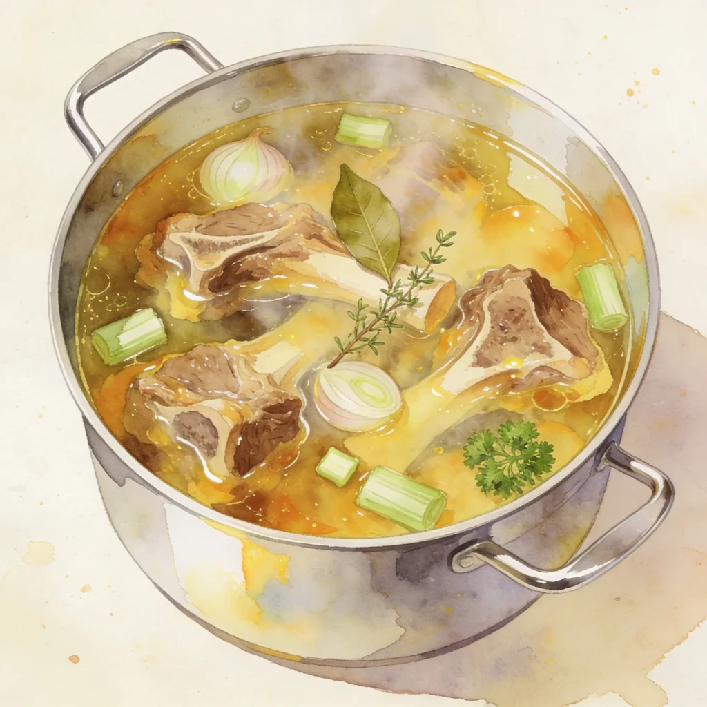 Os de bœuf rôtis dorés pour bouillon de bœuf maison