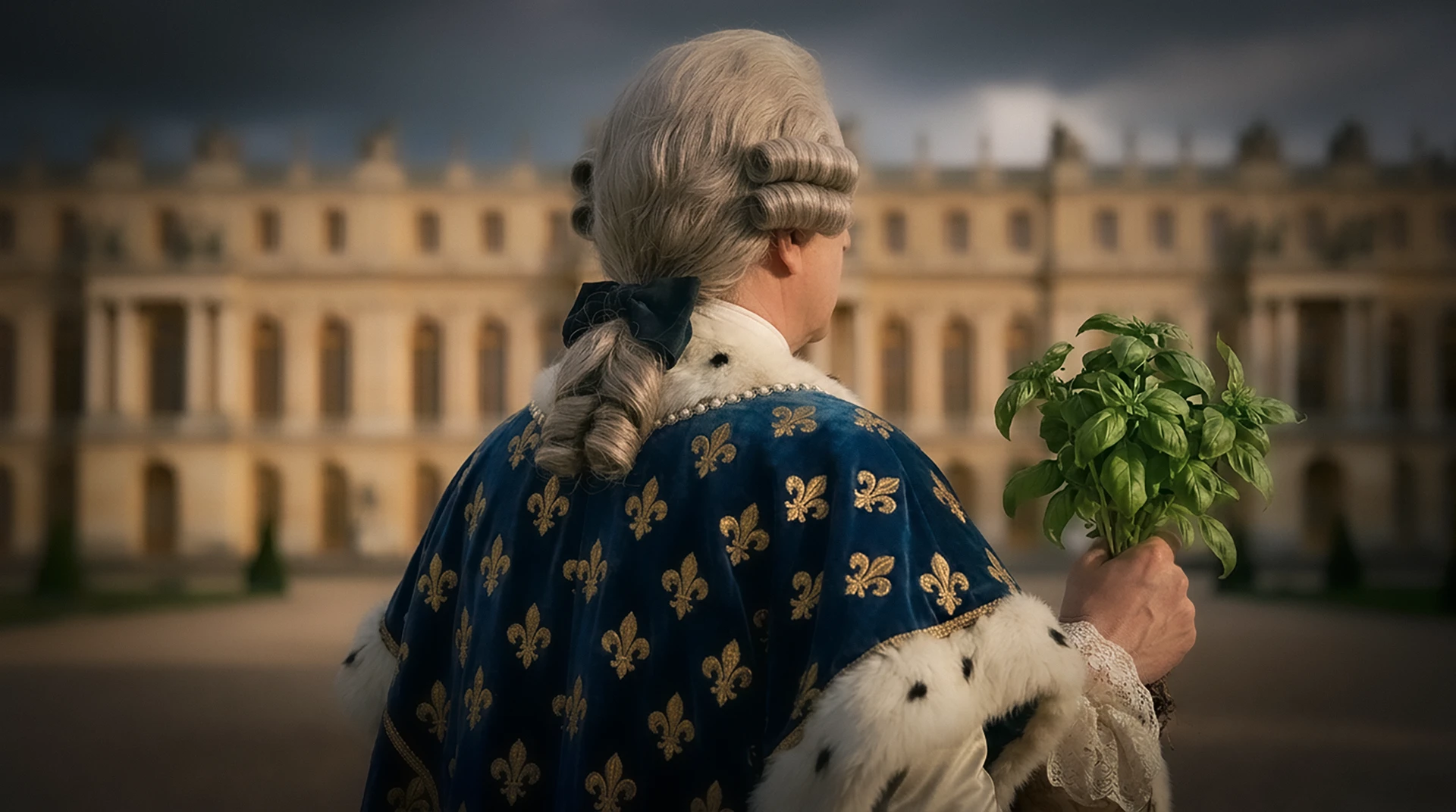 Louis XV avec un bouquet de basilic à Versailles