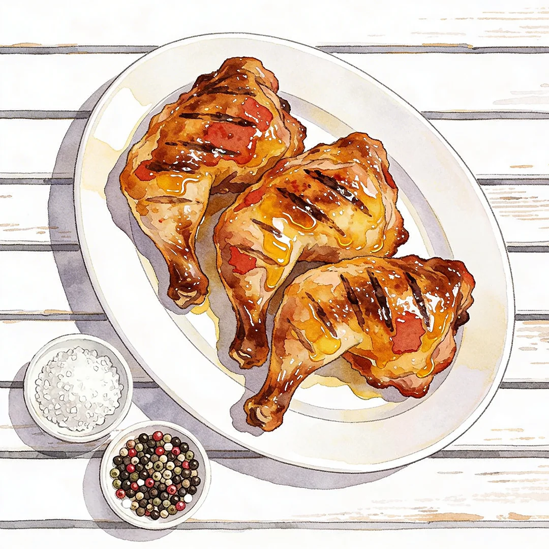 cuisse de poulet tandoori dans une assiette blanche