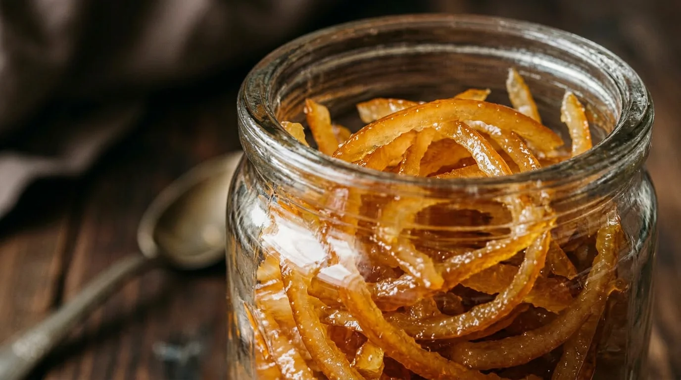 Oranges confites dans un pot de verre
